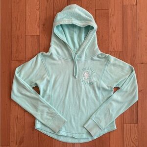 Y2k Hollister Light Mint Green Pullover Hoodie w Embroidered Palm Trees
